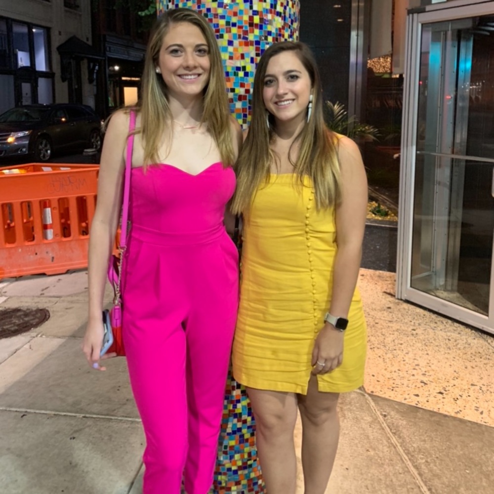 Express Hot Pink Strapless Jumpsuit